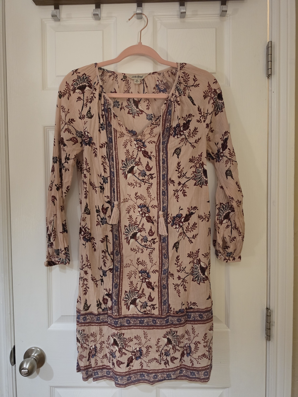 Lucky Brand Peasant Floral Tunic Dress - Blush Pink